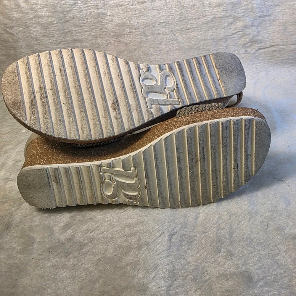 Paul Green Ankle Strap Micro Wedge Sandals Tan Brown Leather Women 8.5 Excellent